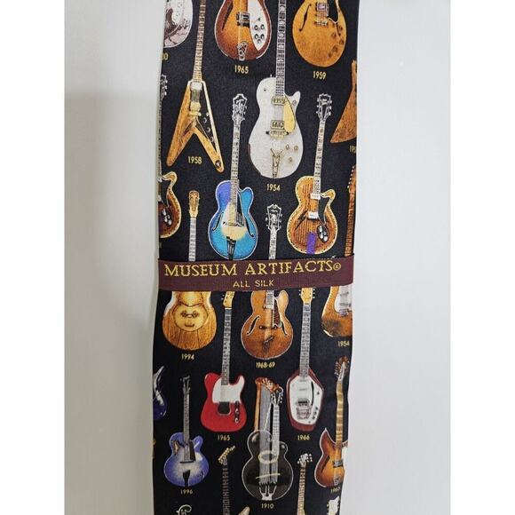 MUSEUM ARTIFACTS MEN HANDMADE ALL SILK TIE CLASSIC GUITARS 1910-1996 - Picture 3 of 5